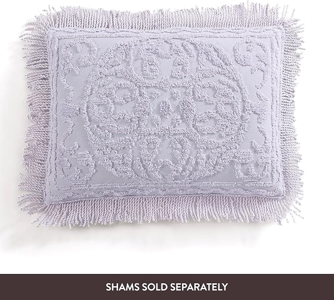 Beatrice Home Fashions Medallion Queen Cotton Chenille Bedspread, Lavender | - Image 4