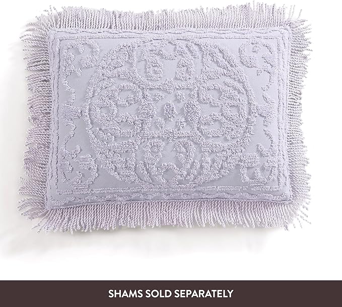 Beatrice Home Fashions Medallion King Cotton Chenille Bedspread, Lavender | - Image 4