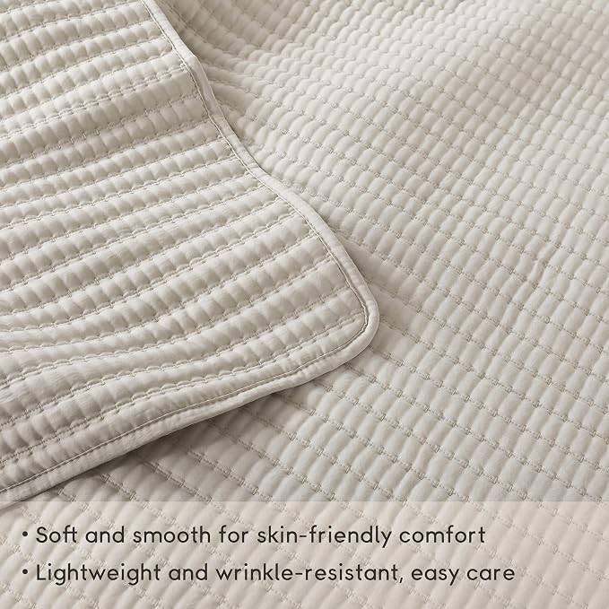 WDCOZY King Size Pick Stitch Quilt Set, 3 Pieces 104x90 inches, Channel - Image 7