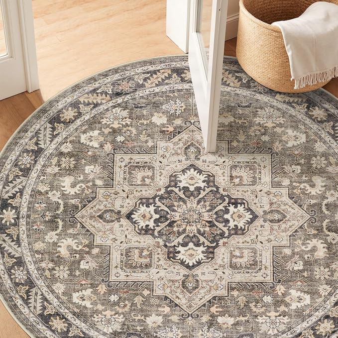 cotiled 5ft Round Living Room Area Rug, Traditional, Dining Room, and Home - Image 8