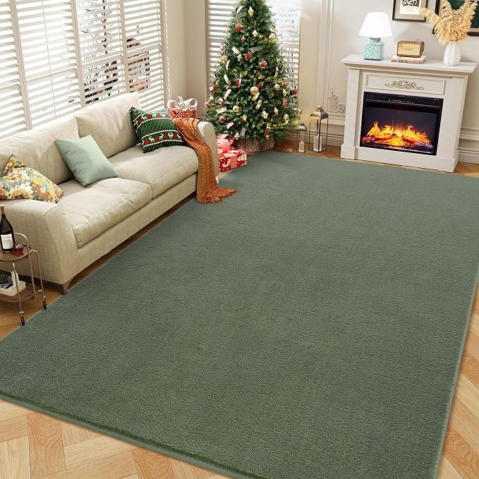 Sage Green Area Rugs for Bedroom Living Room, 5x8 Memory Foam Rug | Thickened - Image 7