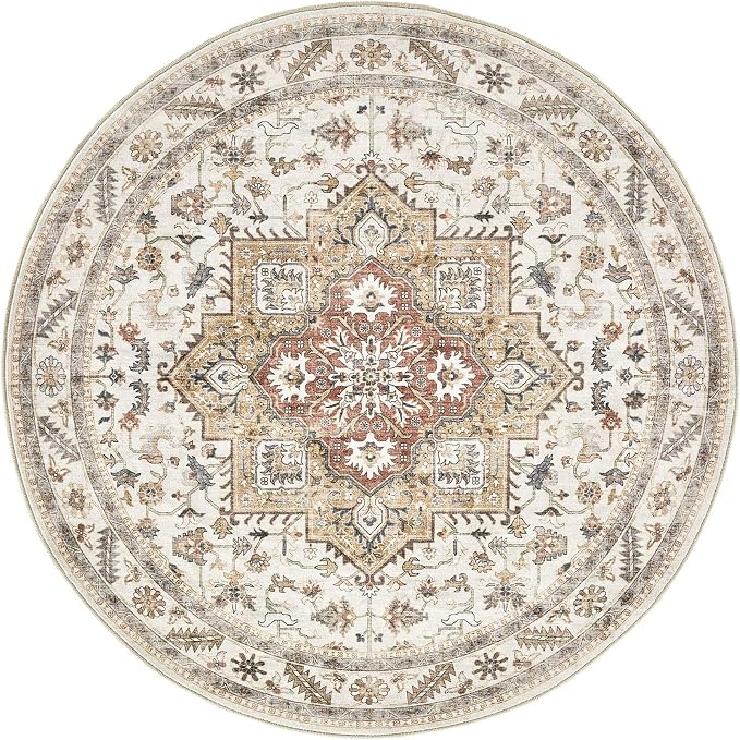 cotiled 6ft Round Living Room Area Rug, Traditional, Dining Room, and Home - Image 9