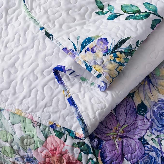 Queen Quilt Set 3-Piece Bedspread Quilted Oversized Lightweight Microfiber - Image 6
