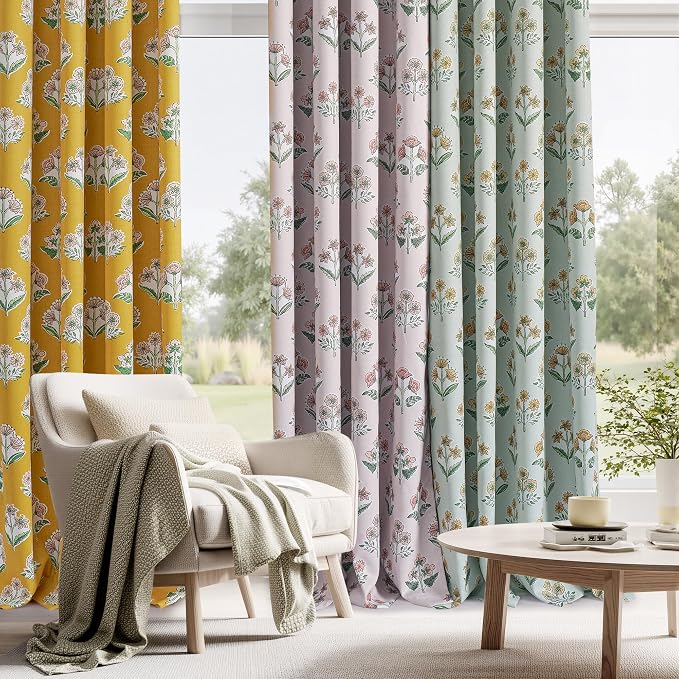 RYB HOME Pink 100% Blackout Floral Curtains 84 Inches Long 2 Panels - Image 6