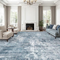 Soalmost 10x14 Area Rugs for Living Room Washable Rug Abstract Blue/Grey | by Soalmost