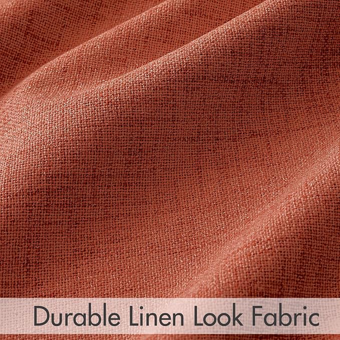 MIULEE 100% Blackout Fall Linen Curtains & Drapes W52 x L96 Inch Terracotta | 2 - Image 7