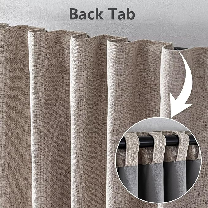 100% Blackout Curtains 84 inch Length 2 Panels Faux Linen Long Drapes - Image 2