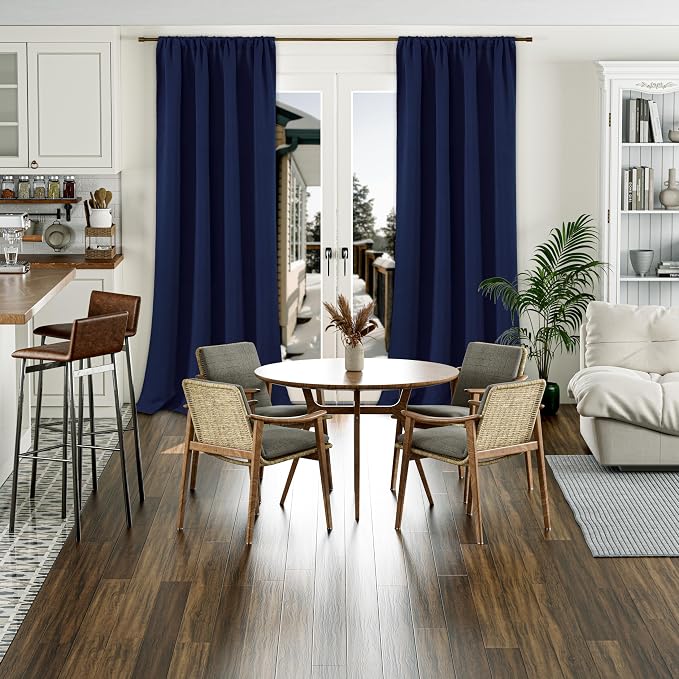 BGment Navy Blackout Curtains for Living Room 108 Inch Length 2 Panels | - Image 2