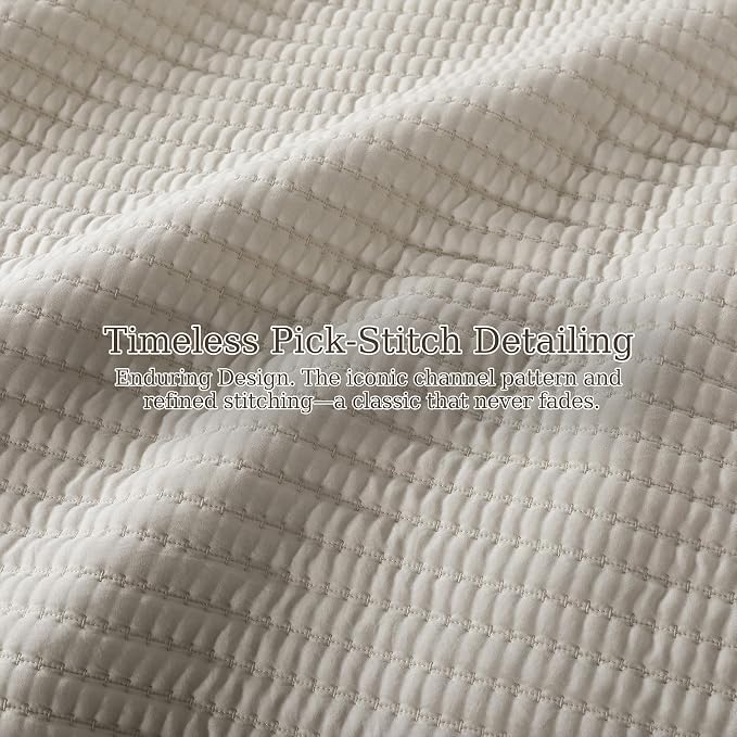 WDCOZY King Size Pick Stitch Quilt Set, 3 Pieces 104x90 inches, Channel - Image 6