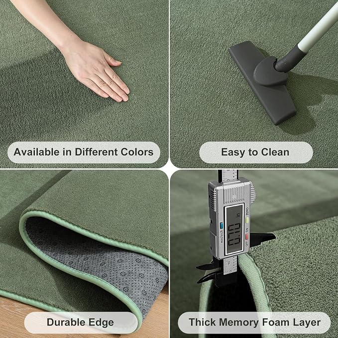 Sage Green Area Rugs for Bedroom Living Room, 4x6 Memory Foam Rug | Thickened - Image 5
