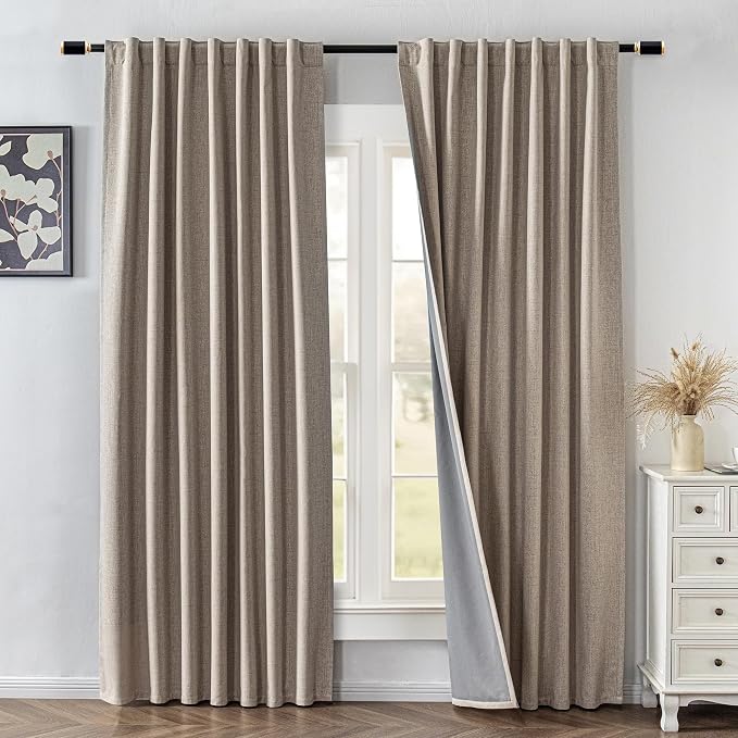 IGEMAEVE Blackout Curtains for Bedroom Grommets Linen 52" W x 84" L | Living - Image 2