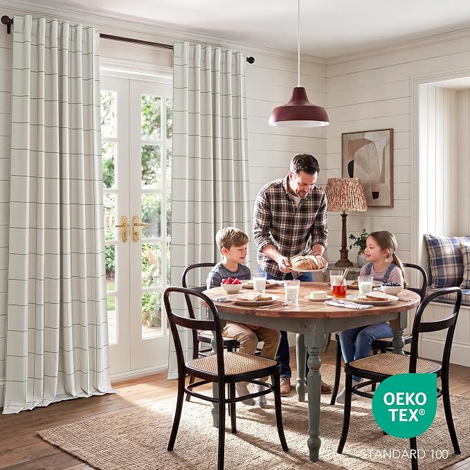 NICETOWN Forest Green 100% Blackout Plaid Curtains, 2 Panels | Rod Pocket & - Image 2