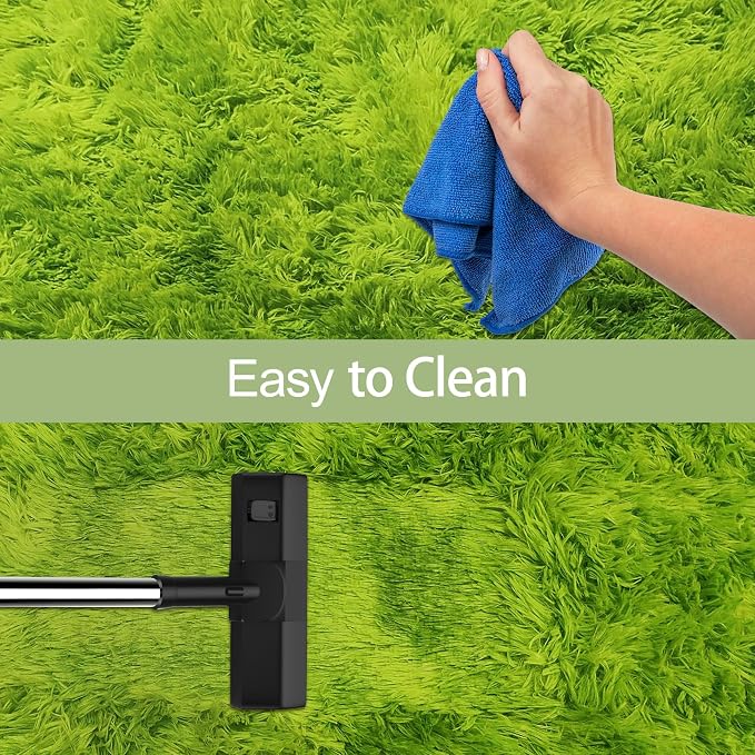 Green Tie-Dyed Rug for Living Room 5x8 Fluffy Area Rug Mat Bedside Throw Rug - Image 7