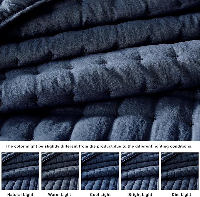 WDCOZY Navy Blue King Size Quilt Bedding Sets - Image 2
