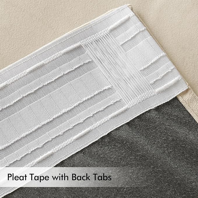 MIULEE Cream Beige Velvet Pinch Pleat Blackout Curtains W52 X L84 Inches | 2 - Image 3