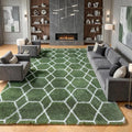 6x9 Area Rugs for Living Room Bedroom, Large Fluffy Olive Green and White Throw by ONASAR