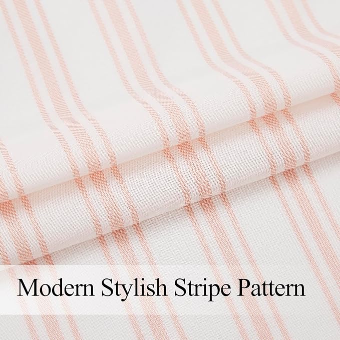 ZJDECOR Cotton Blended Pink Vertical Stripe Tiers Panels, Semi Sheer, Rod Pocket - Image 6