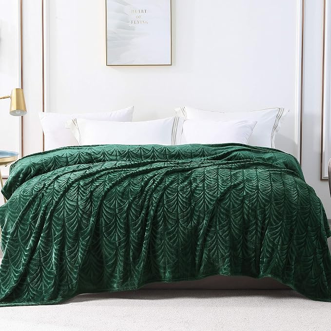 Whale Flotilla Soft Flannel Fleece Twin XL Size Bed Blanket, Emerald Green | - Image 8