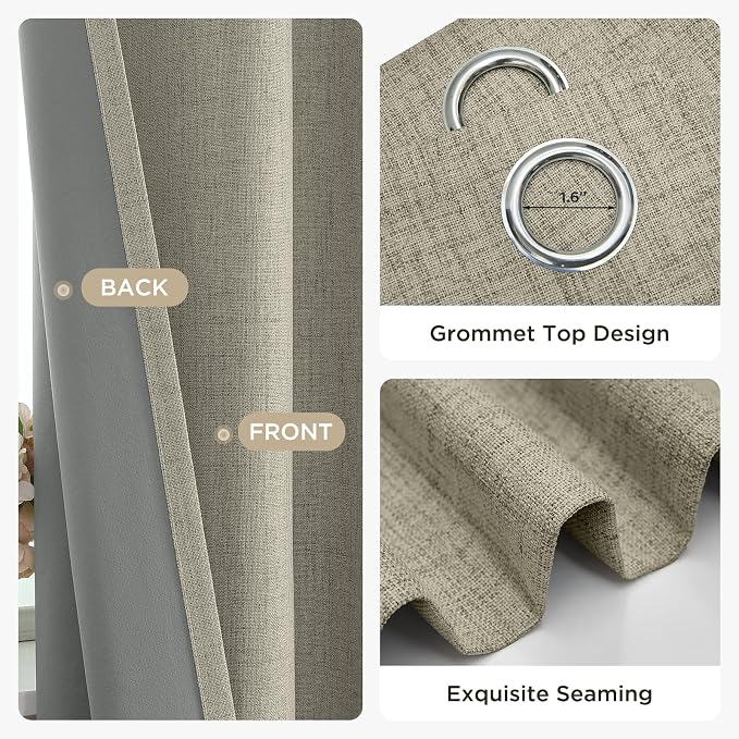 Joydeco Blackout Curtains 90 Inches Long 2 Panels Burg, Room Darkening Curtains - Image 5