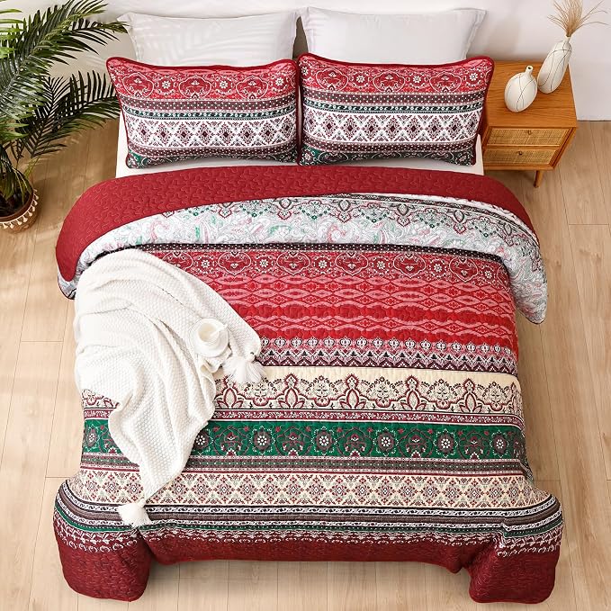 WONGS BEDDING Boho Quilt Set Full, Ultra Soft Lightweight Bedspread - Image 7
