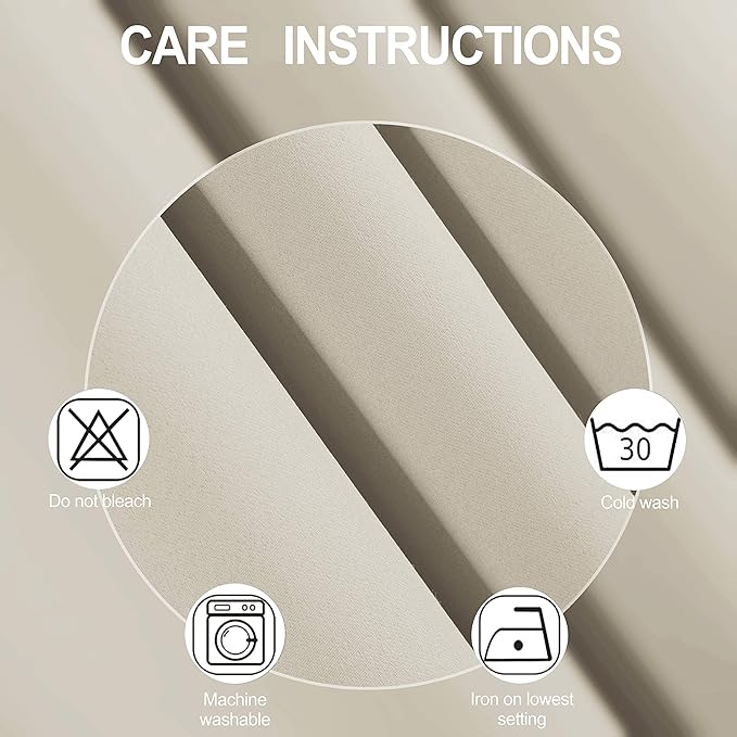 Light Beige Thermal Blackout Curtains/42 x 63 Inch/Set of 2 Panels Room - Image 4