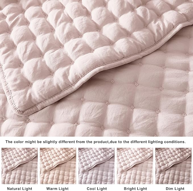 WDCOZY Pink Oversized California King Size Quilt Bedding Sets - Image 2