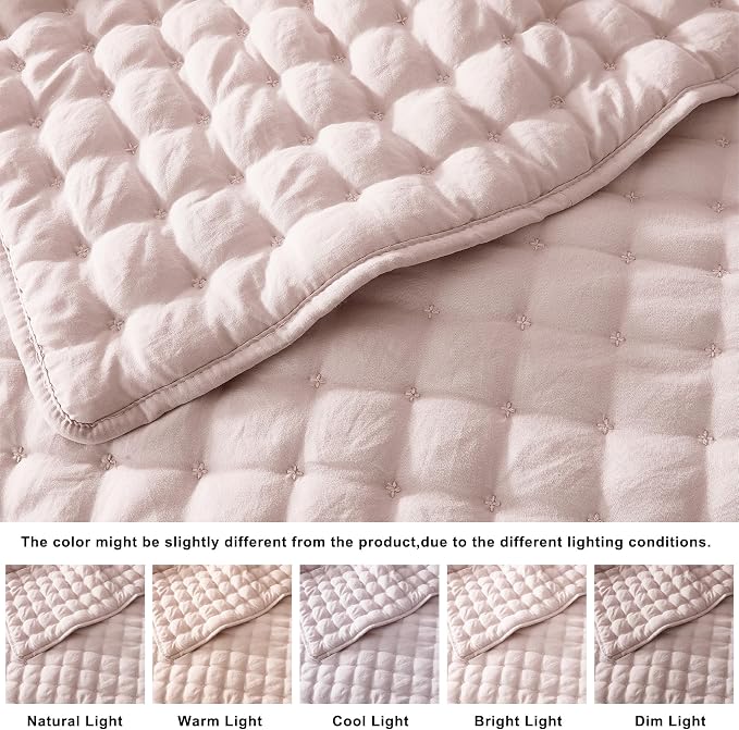 WDCOZY Pink King Size Quilt Bedding Sets - Image 2