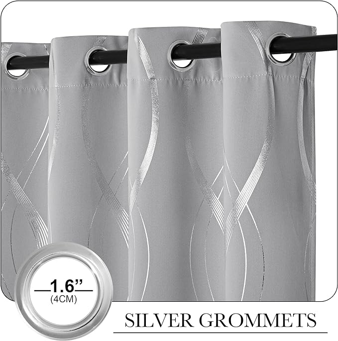 NICETOWN Silver Grey Blackout Curtain Panels - Image 5