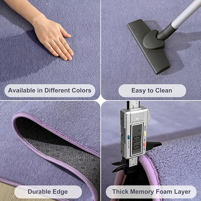 Large Area Rugs for Bedroom Living Room, 6x9 Purple Memory Foam Rug | Thickened - Image 6