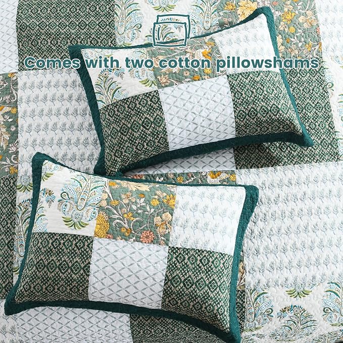 Secgo King Size Comforter Set- 100% Cotton Quilt King Size Set, bedspreads - Image 5
