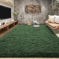Fluffy Dark Green Rugs for Living Room Bedroom, 9x12 Soft Area Rug Forest by Tepook