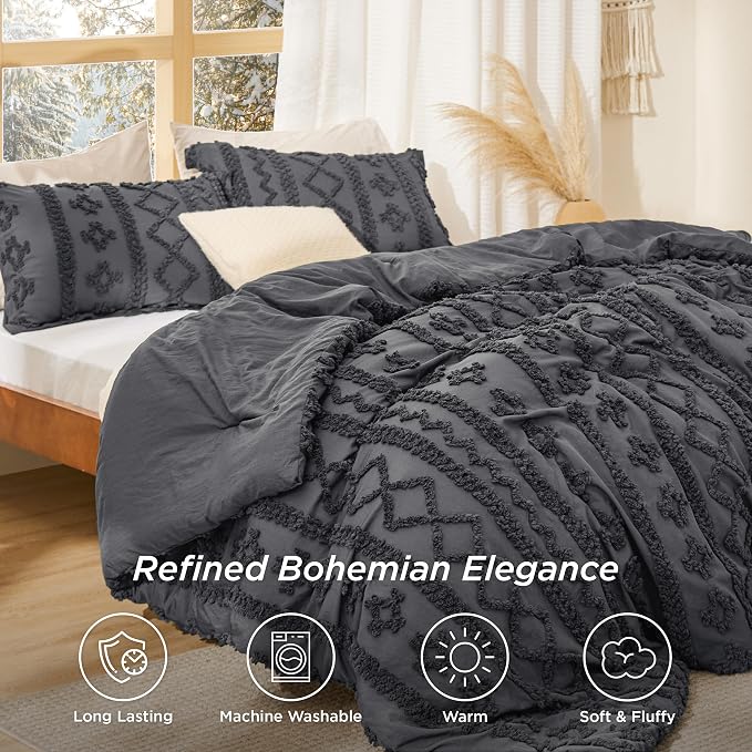 Bedsure Tufted Boho Comforter Set Queen Size - Image 5
