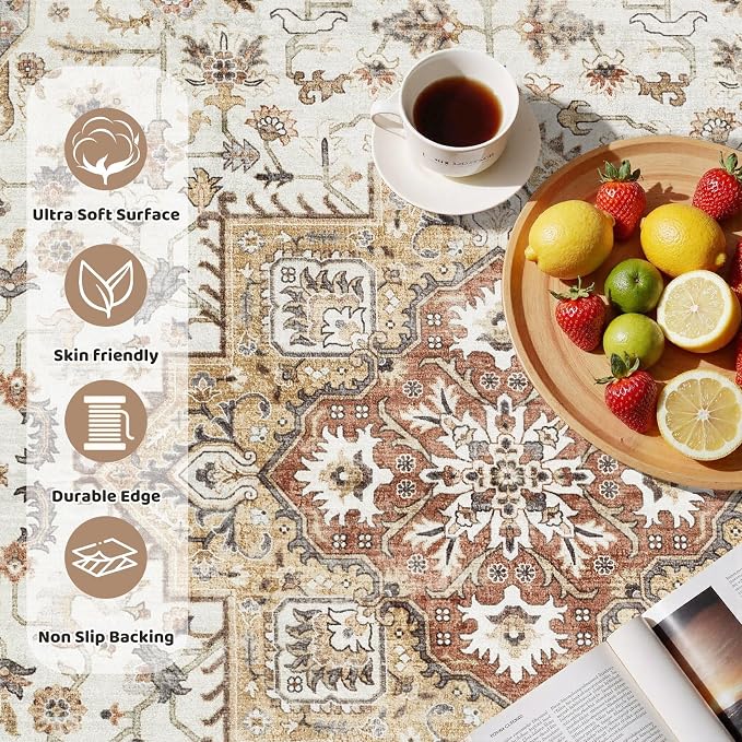 cotiled 6ft Round Living Room Area Rug, Traditional, Dining Room, and Home - Image 3