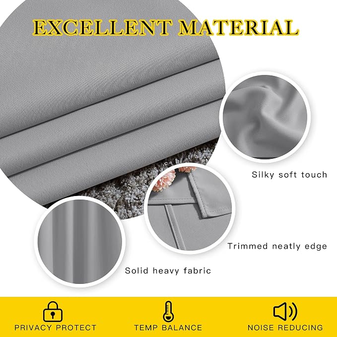 NICETOWN Silver Grey Cafe Curtains 36 inches Long, Grommet Room Darkening - Image 4