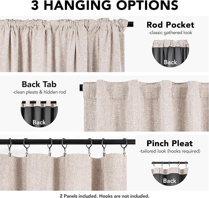 Deconovo Faux Linen 100% Blackout Curtains - Image 6