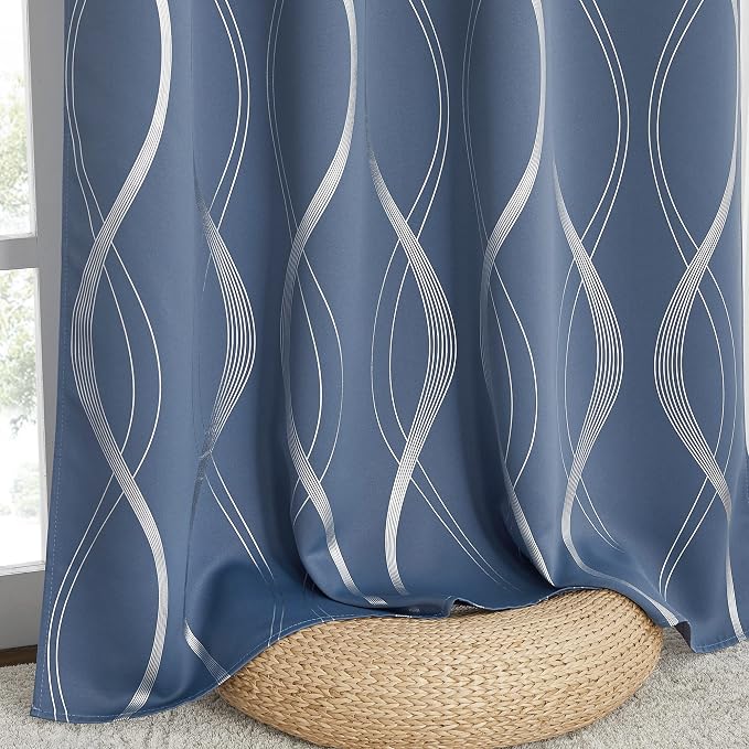 NICETOWN Kitchen Blackout Curtain Panels, Stone Blue, Window Treatment Thermal - Image 5