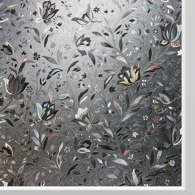 Kromapolis Window Privacy Film, Stained Glass, Non-Adhesive Renter-Friendly by Kromapolis