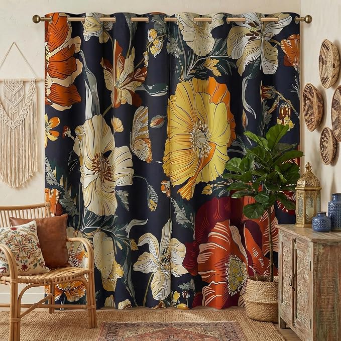 NICETOWN Boho Floral Curtains 100% Blackout - Image 3