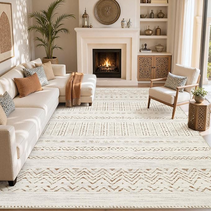 cotiled Boho 12x15 Area Rug for Living Room: Large Moroccan Washable Rug | - Image 7