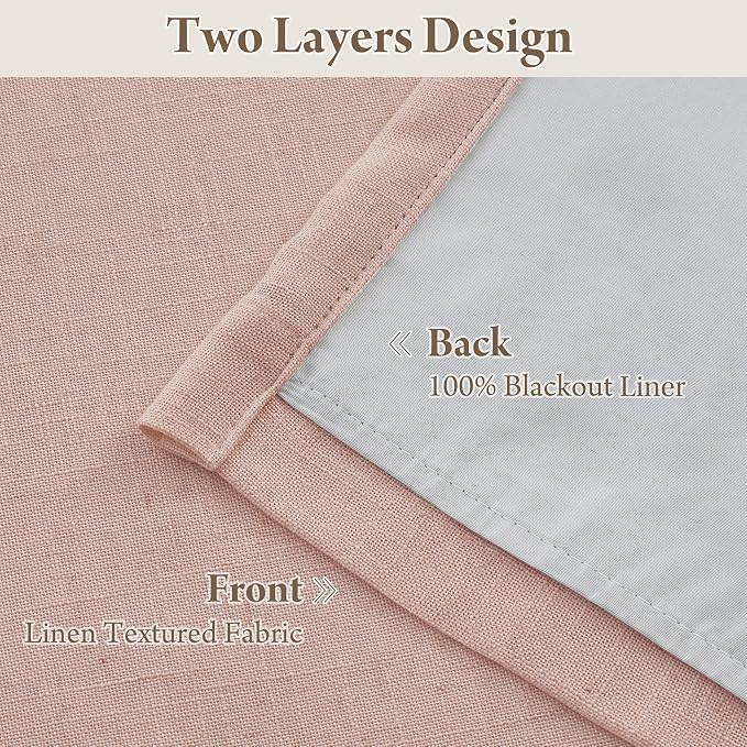 RYB HOME 100% Blackout Pinch Pleated Linen Curtains - Image 4