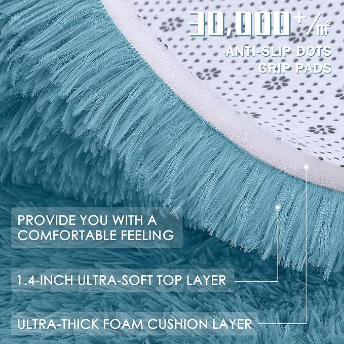 OLANLY 2x3 Machine Washable Small Bedside Rug, Soft Fluffy Shaggy Entryway - Image 7