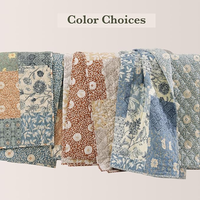 Twin Quilt Set-2 Pieces Soft Twin Bedspread Floral Patchwork Quilt | - Image 7
