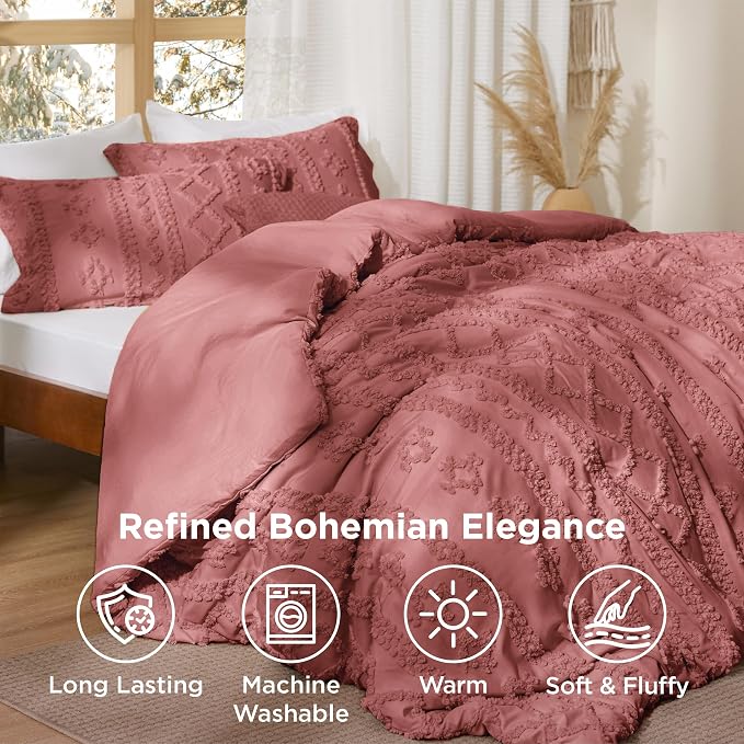 Bedsure Tufted Boho Comforter Set Twin Size - Image 2