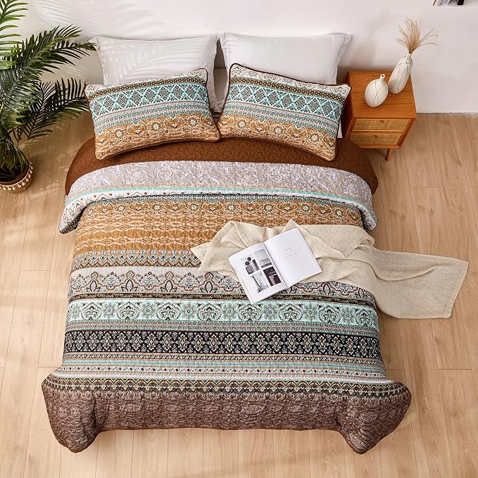 WONGS BEDDING Boho Fall Quilt Set Twin, Ultra Soft Lightweight Bedspread - Image 7