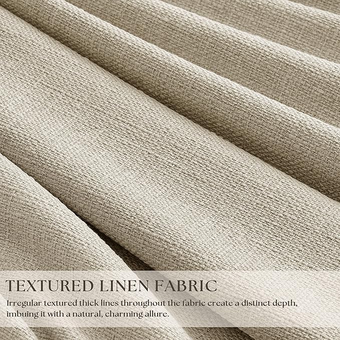 Oatmeal Linen Pinch Pleated Blackout Curtains 96 Inches Long 2 Panels Set | - Image 2