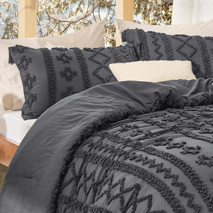 Bedsure Tufted Boho Comforter Set King Size - Image 7