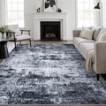 10x12 Area Rug Living Room: Modern Washable Indoor Carpet Black | by FXRHLP