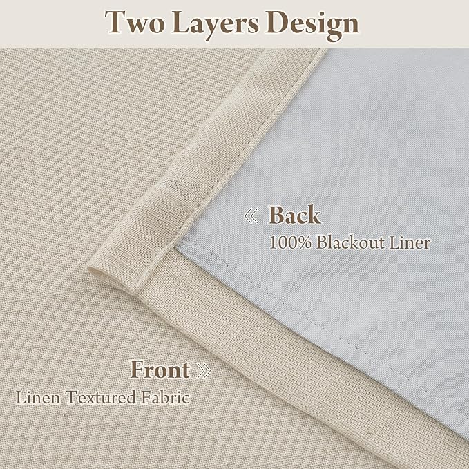 RYB HOME 100% Blackout Pinch Pleated Linen Curtains - Image 4