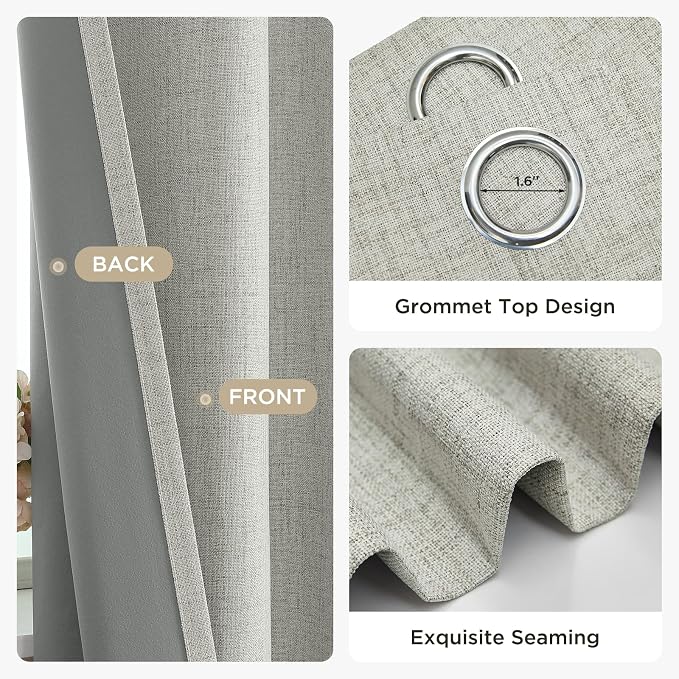 Joydeco Blackout Curtains 95 Inches Long 2 Panels Burg, Room Darkening Curtains - Image 5
