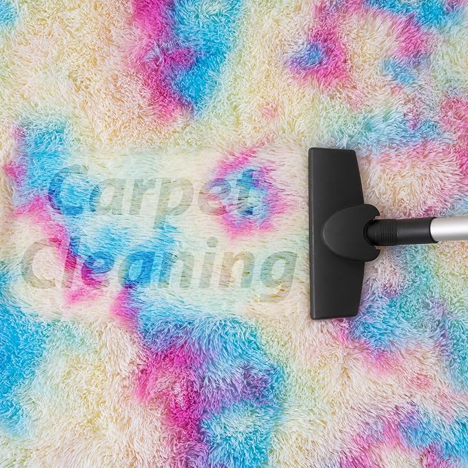 Goideal Fluffy Bedroom Rug, Small Oval Area Rugs, Rainbow Shag Bedside Carpet - Image 7